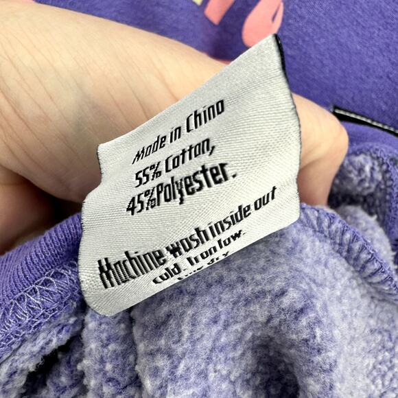 Pink + Dolphin Sweatshirt Womens Large Purple Pullover Long Sleeve Logo Graphic - Picture 6 of 7